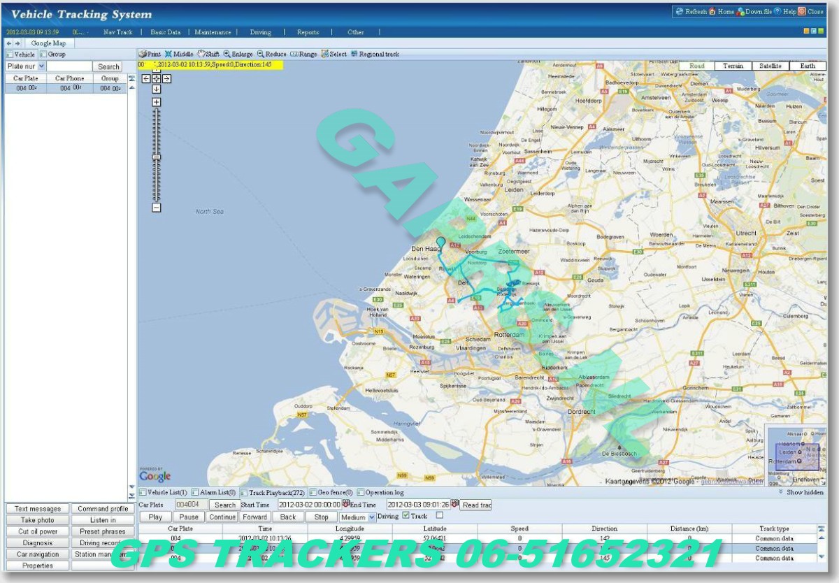 GAPRS   gebruiksklare magnetische volgzender kaart West Nederland